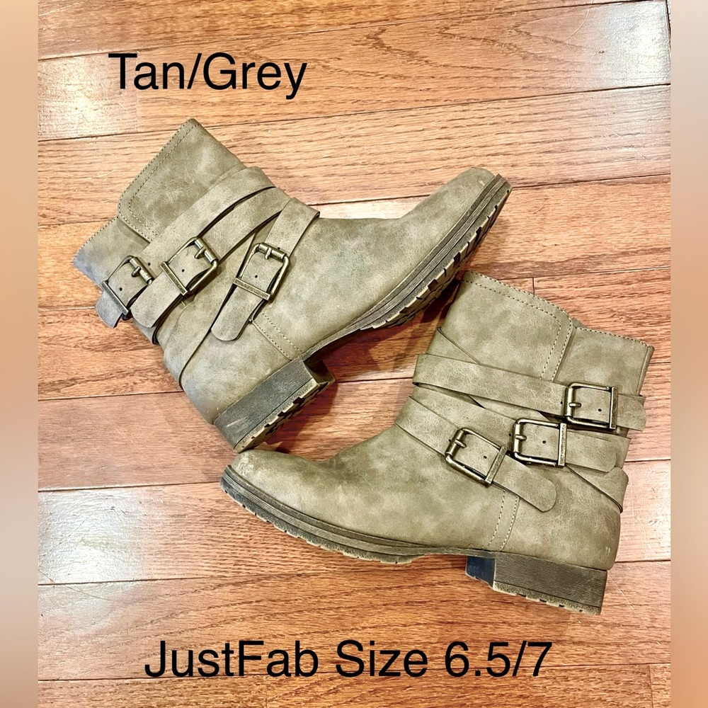 Tan JustFab Booties. Size 6.5/7